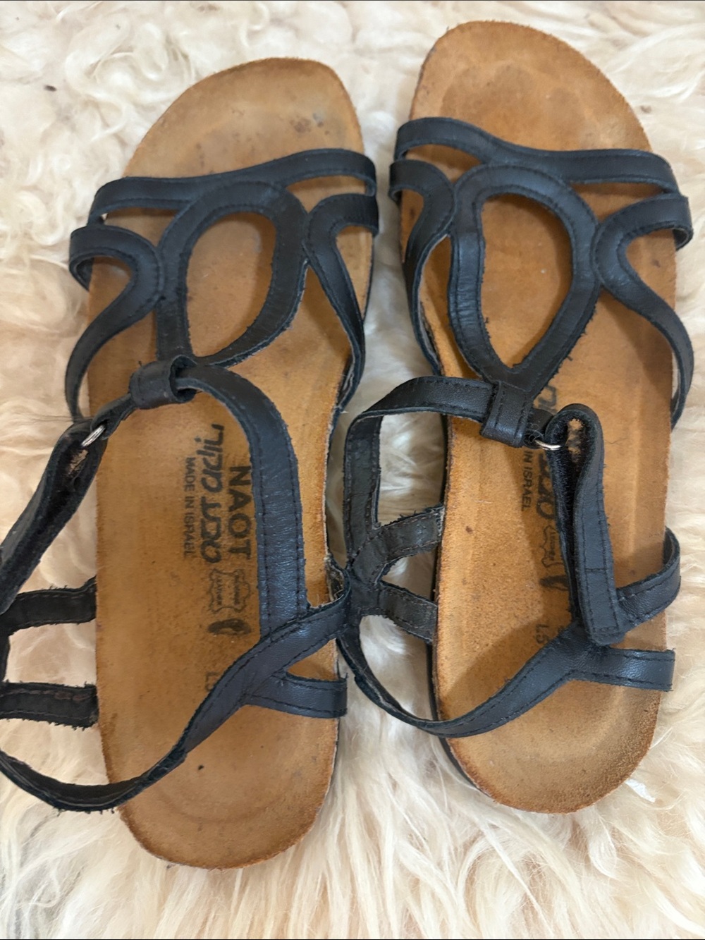 Naot Dorith Black Leather Sandals 36